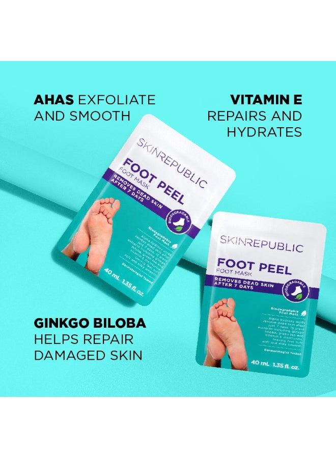 سكين ريبابلك قناع تقشير القدم (زوج واحد) - قناع تقشير القدم مع حمض ألفا هيدروكسي، وجينكو بيلوبا، وفيتامين هـ، يزيل الجلد الميت، ويصلح الكعب المتشقق، وينعم مسامير القدم، وينعم ويرطب القدمين الجافة والخشنة - Image 3